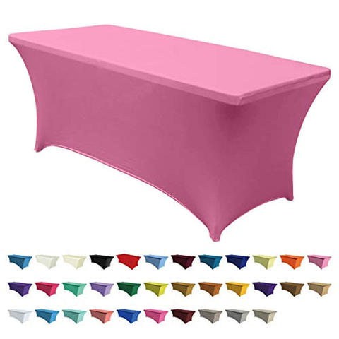 Cubiertas de mesa de elastano elástico rectangular rosa 4 pies / 48 "L x 24 " W x 30 "H Poliéster para mesas plegables