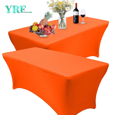 Mantel rectangular de spandex, naranja, 4 pies, poliéster puro, sin arrugas para fiestas