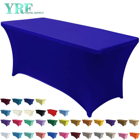 Cubierta de mesa de elastano elástico rectangular azul oscuro 4 pies / 48 "L x 24 " W x 30 "H Poliéster para fiesta