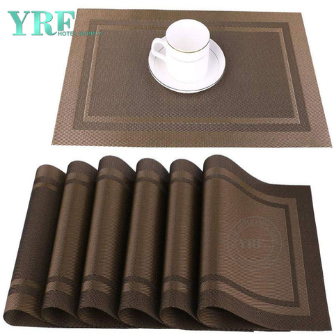 Tapetes de mesa marrones resistentes a las manchas, tejidos para fiestas rectangulares