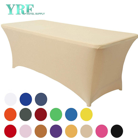 Cubierta de mesa de elastano elástico rectangular beige 8 pies / 96 "L x 30 " W x 30 "H Poliéster para fiesta