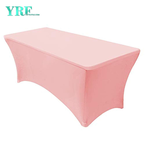Cubiertas de mesa rectangulares de spandex, poliéster puro de 8 pies, rosa, sin arrugas, para mesas plegables