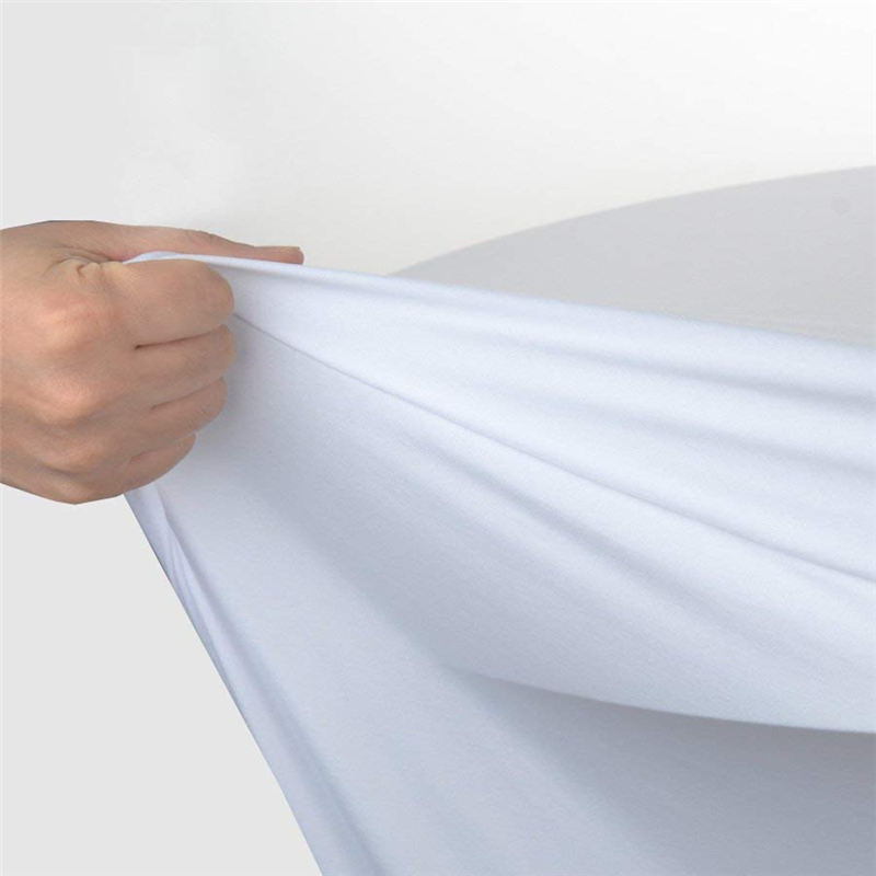 Mantel redondo de licra para cóctel, blanco, 32X43 pulgadas, apretado en cuatro direcciones para bodas, banquetes
