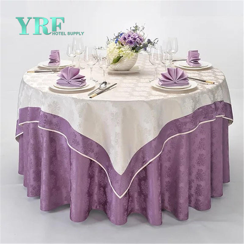 Venta de fábrica de YRF Hotel de 5 estrellas Paño de mesa redondo violeta teñido de forma sencilla