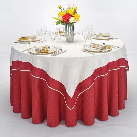 Hilado rojo del paño de mesa redonda del apartamento de la fábrica de YRF China teñido