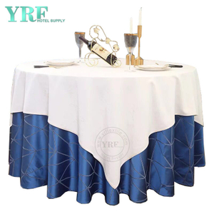 Mantel redondo YRF 90 "pulgadas poliéster azul lavable sin arrugas para hotel