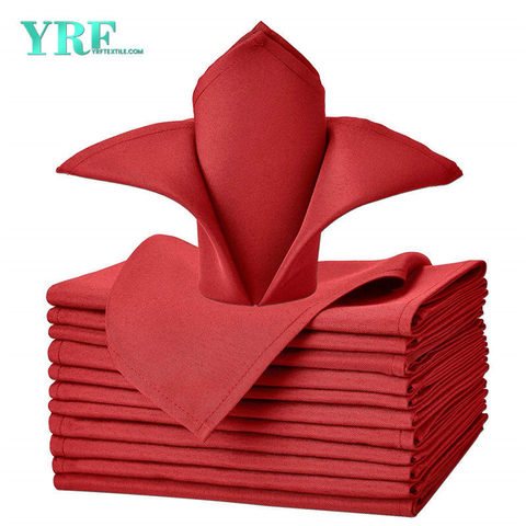 Servilletas de tela Pure Red 17x17 "pulgadas 100% poliéster lavables y reutilizables para restaurante