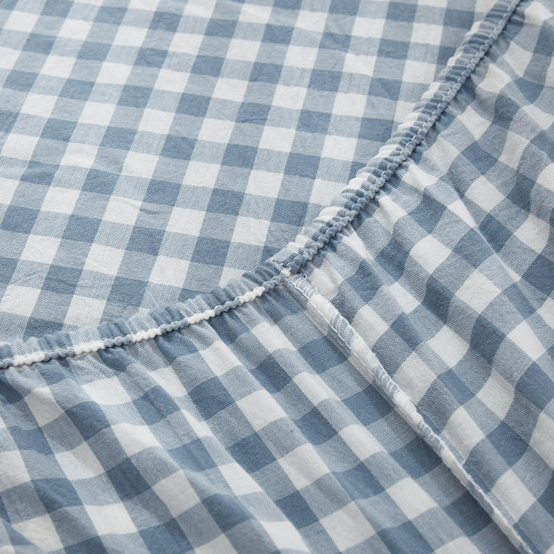 Juego de cama de tela escocesa resistente a las manchas con bolsillos profundos y sábanas gemelas de algodón