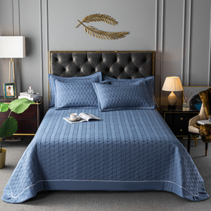 Textiles para el hogar Juego de colcha Funda de cama reversible de gran tamaño Manta azul para todas las estaciones