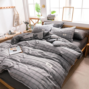 Juego de ropa de cama de algodón de diseño moderno resistente a las manchas para apartamentos a cuadros