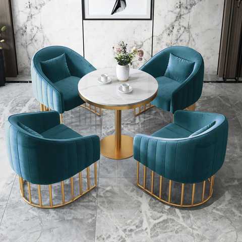Mesa y silla de negociación de mármol de lujo ligero en venta
