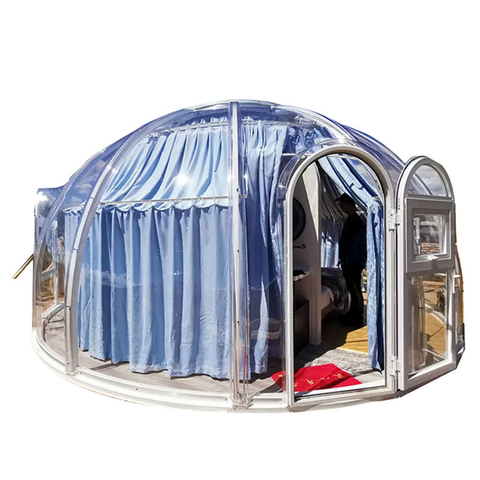 Cúpula de lujo con cortina transparente casas de resort de alta calidad.